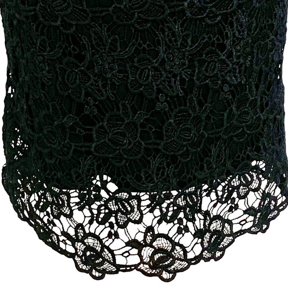 Elegant Black Crochet Lace Sheath Dress Nanette Lepore SZ 4 Classic Evening New - Picture 6 of 13